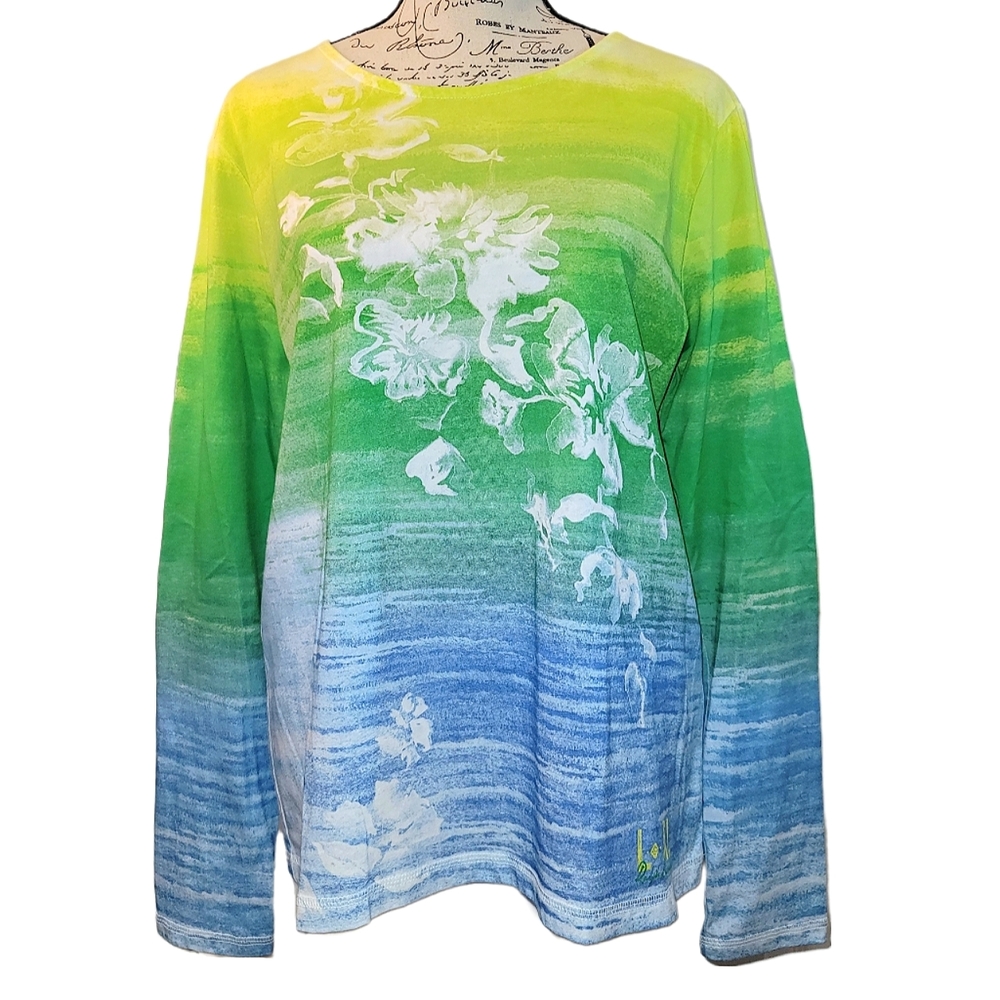 Ralph Lauren L-RL Active Womens Long Sleeve Floral Pullover Top Colorful Size XL - Picture 1 of 14